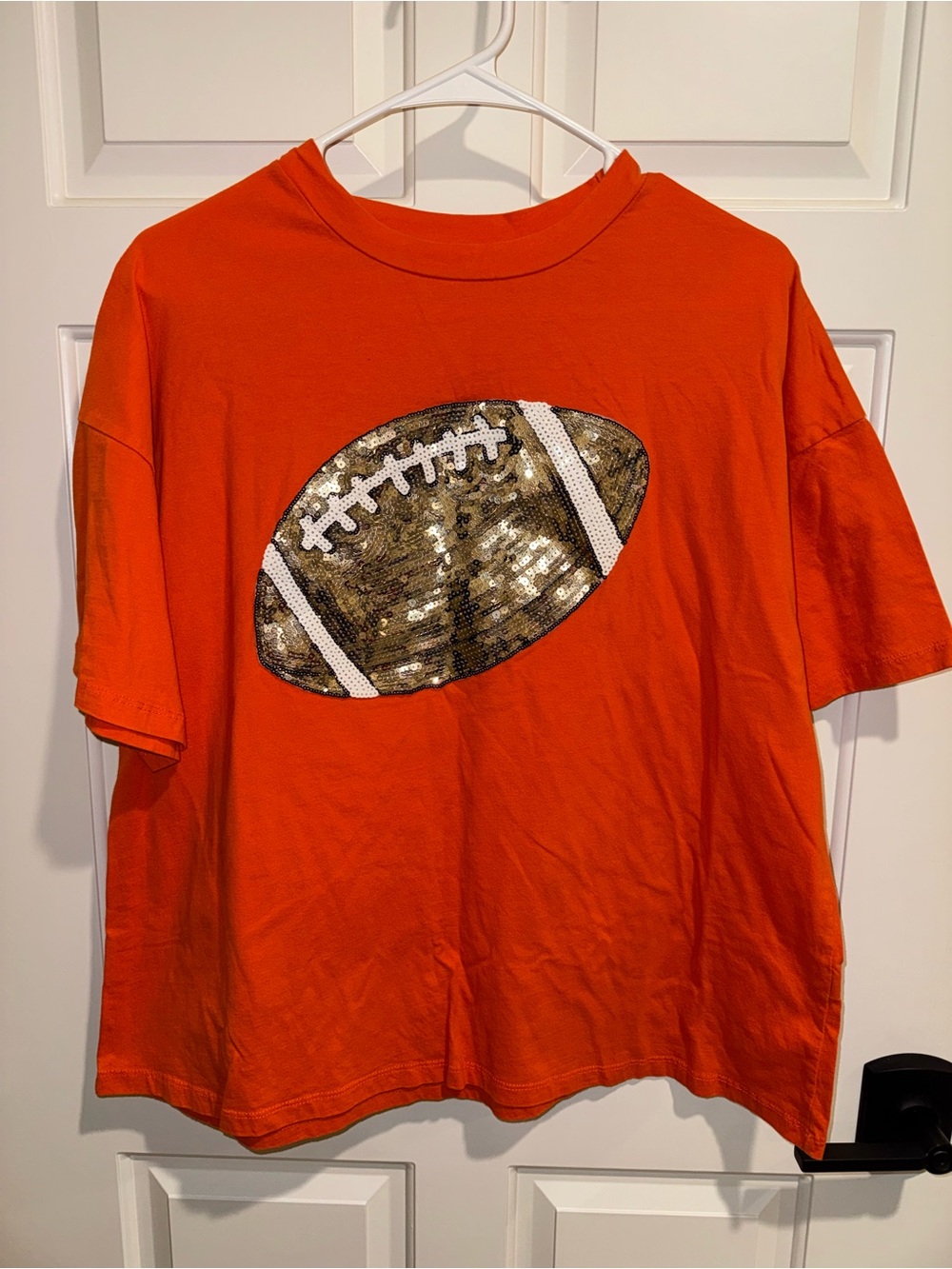 Timing Orange Short Sleeve Tee with Sequin Football